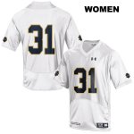 Notre Dame Fighting Irish Women's Cole Capen #31 White Under Armour No Name Authentic Stitched College NCAA Football Jersey RSN3799HQ